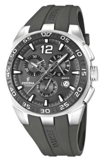 Festina Watches : F16668/5 Quartz Chronograph Gray Dial Date Rubber Men Watch