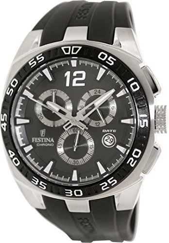 Festina Watches : F16668/6 Quartz Chronograph Black Dial Date Rubber Men Watch