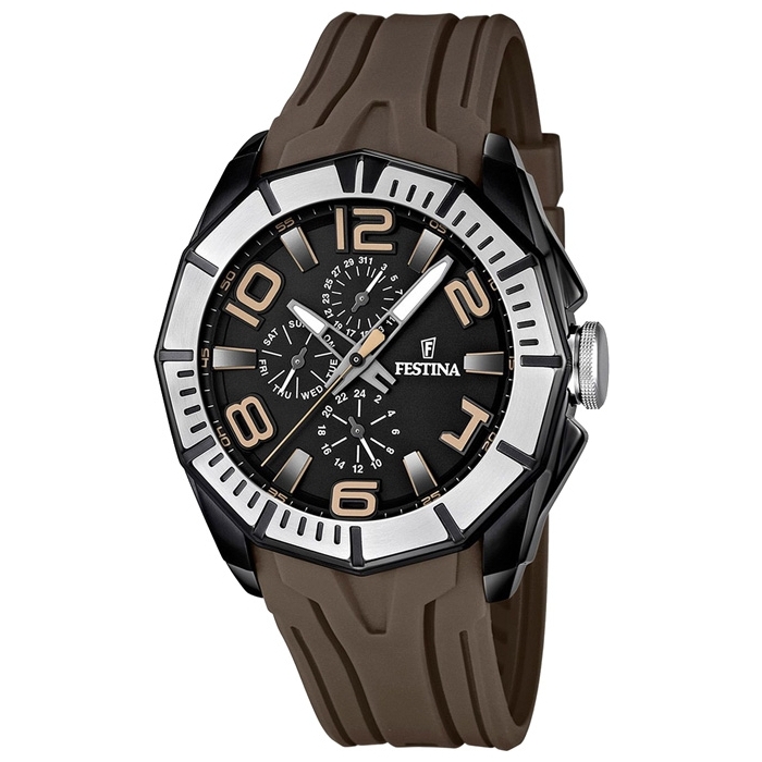 Festina Watches : F16670/2 Quartz Day Date Dark Brown Rubber Men Watch