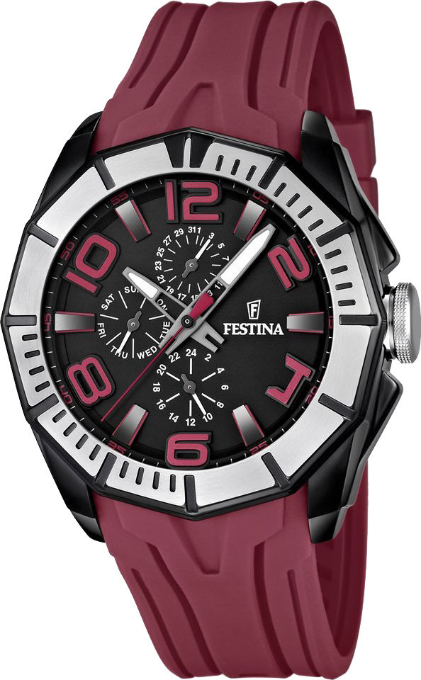Festina Watches : F16670/3 Quartz Day Date Dark Red Rubber Men Watch