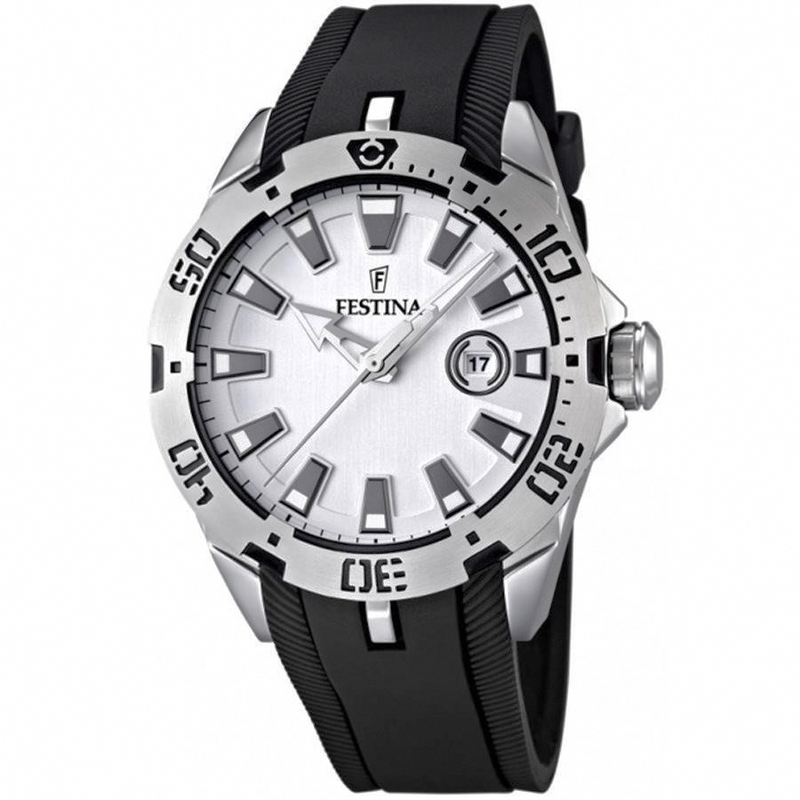Festina Watches : F16671/1 Quartz White Dial Date Rubber Men Watch