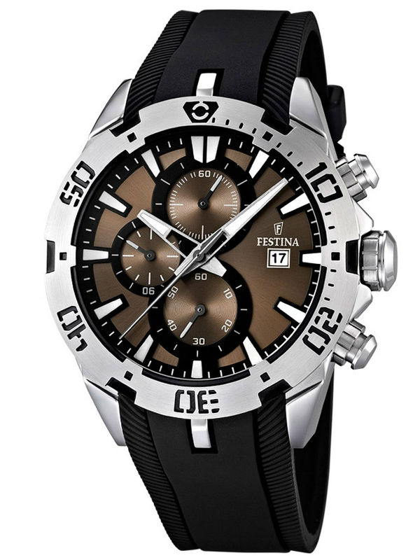 Festina Watches : F16672/4 Quartz Chronograph Brown Dial Date Rubber Men Watch