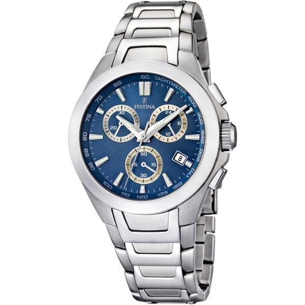 Fake AAA Festina Watches : F16678/5 Quartz Chronograph Blue Dial Date Stainless Steel Men Watch Watch