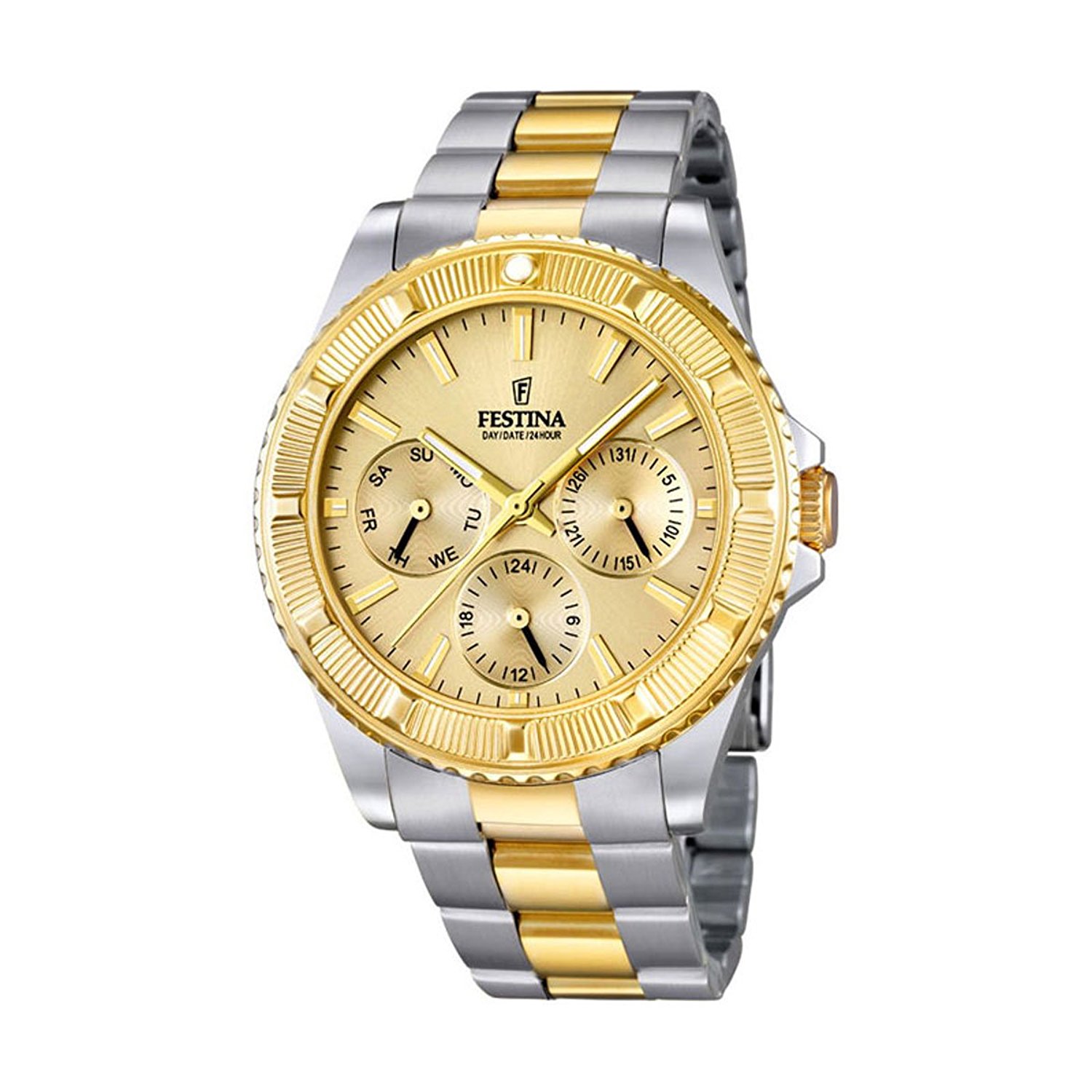 Festina Watches : F16691/2 Gold Dial Luminescent Hands Men Watch