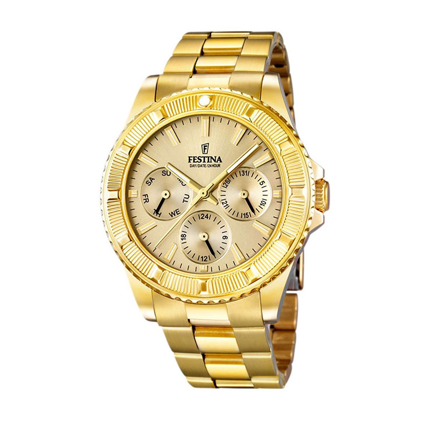 Festina Watches : F16693/2 Gold Dial Luminescent Hands Men Watch