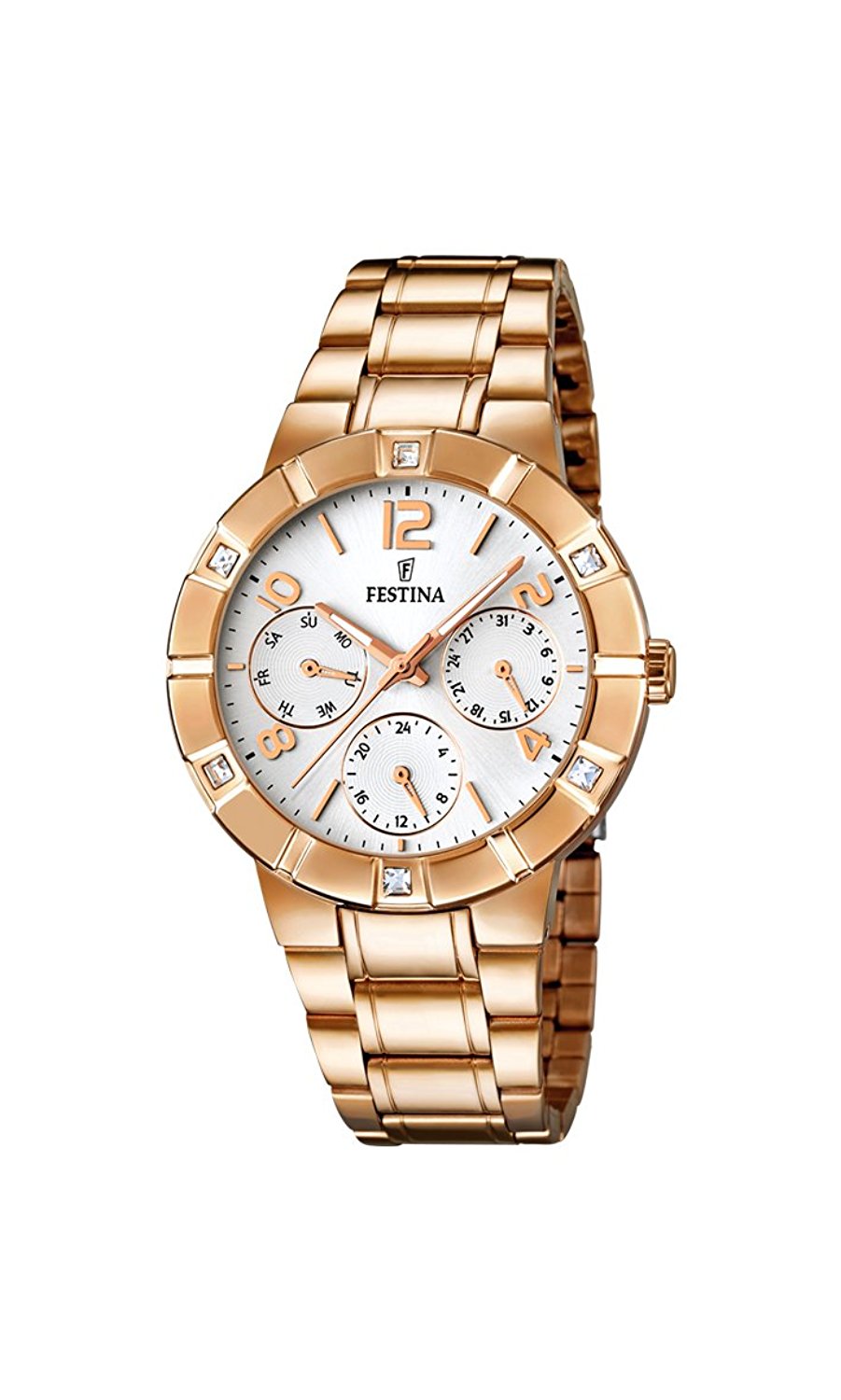 Festina Watches : F16709/1 White Dial Gold-plated Stainless Steel Band Women Watch