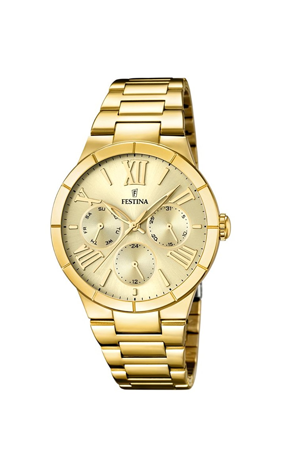 Festina Watches : F16717/2 Gold Dial Stainless Steel Band Women Watch