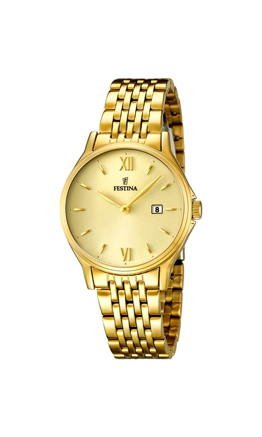 Festina Watches : F16749/3 Gold Dial Stainless Steel Band Men Watch
