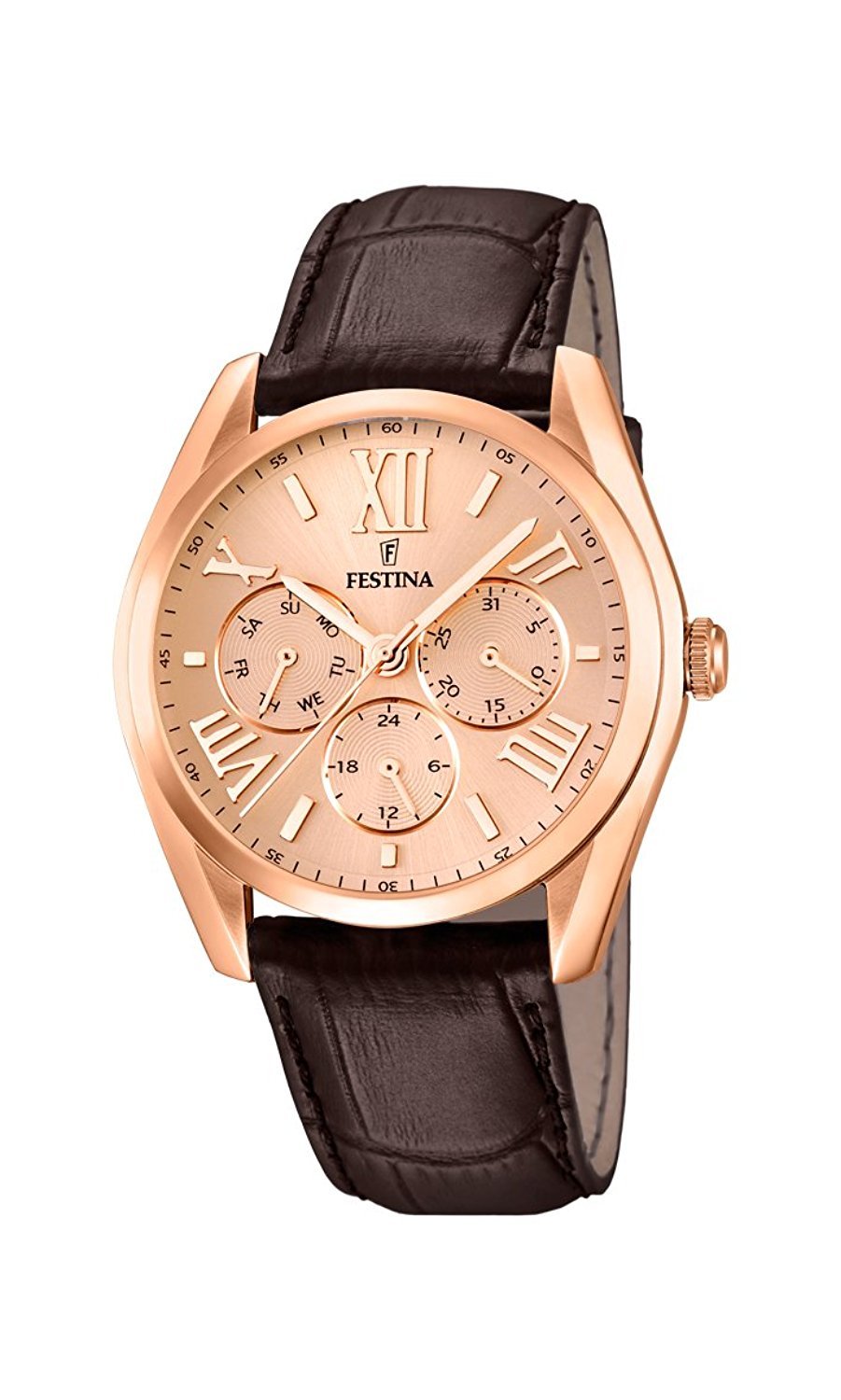 Festina Watches : F16754/2 Coloured Gold Dial Leather Men Watch