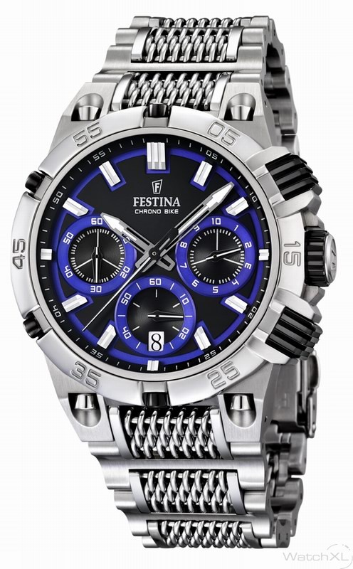 Festina Watches : F16774/5 Quartz Chronograph Bike Black Dial Date Stainless Steel Men Watch