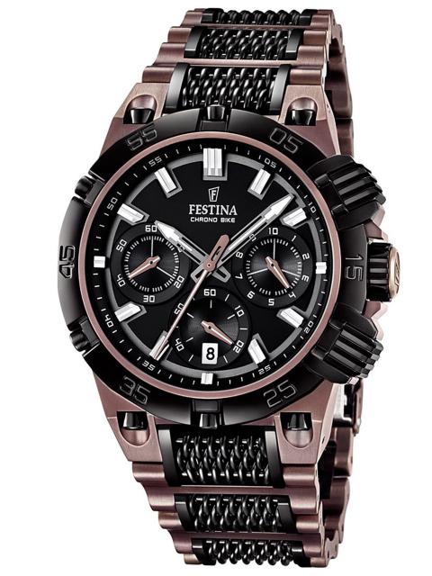 Festina Watches : F16776/1 Quartz Chronograph Black Dial Date Stainless Steel Men Watch