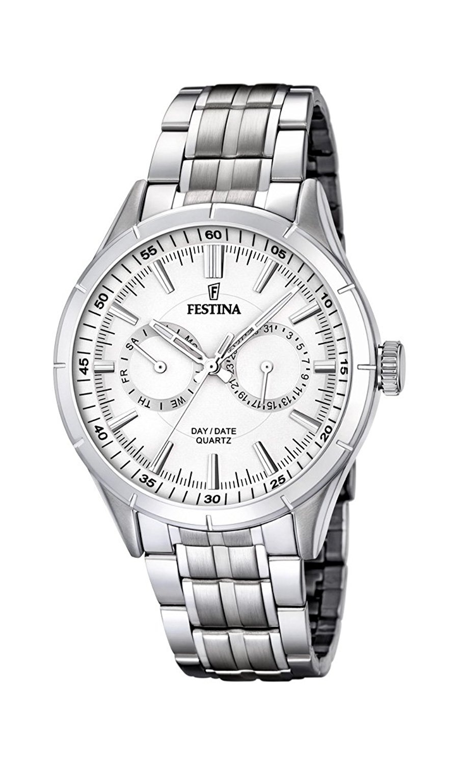 Festina Watches : F16780/1 White Dial Stainless Steel Band Men Watch