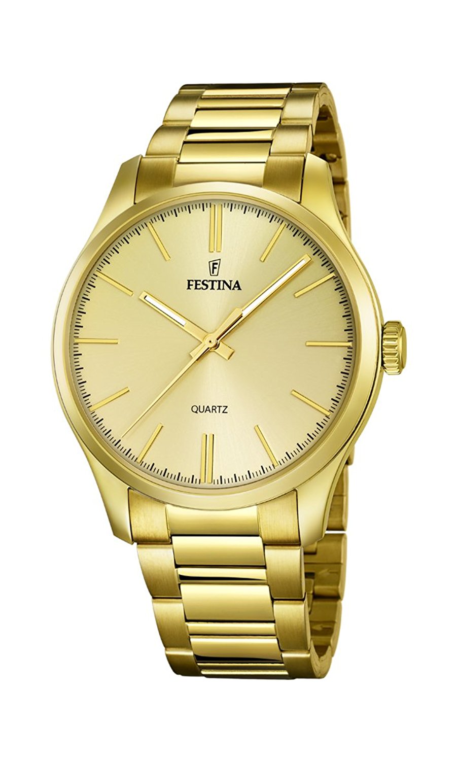 Festina Watches : F16808/1 Gold Dial Stainless Steel Plated Men Watch