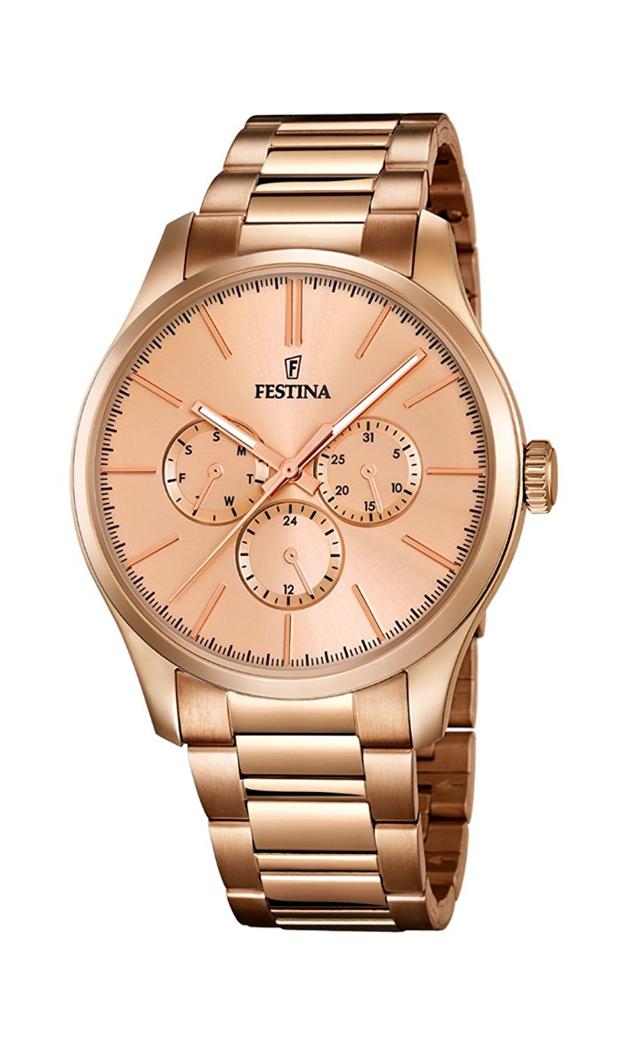 Festina Watches : F16812/1 Rose Gold Dial Stainless Steel Plated Men Watch