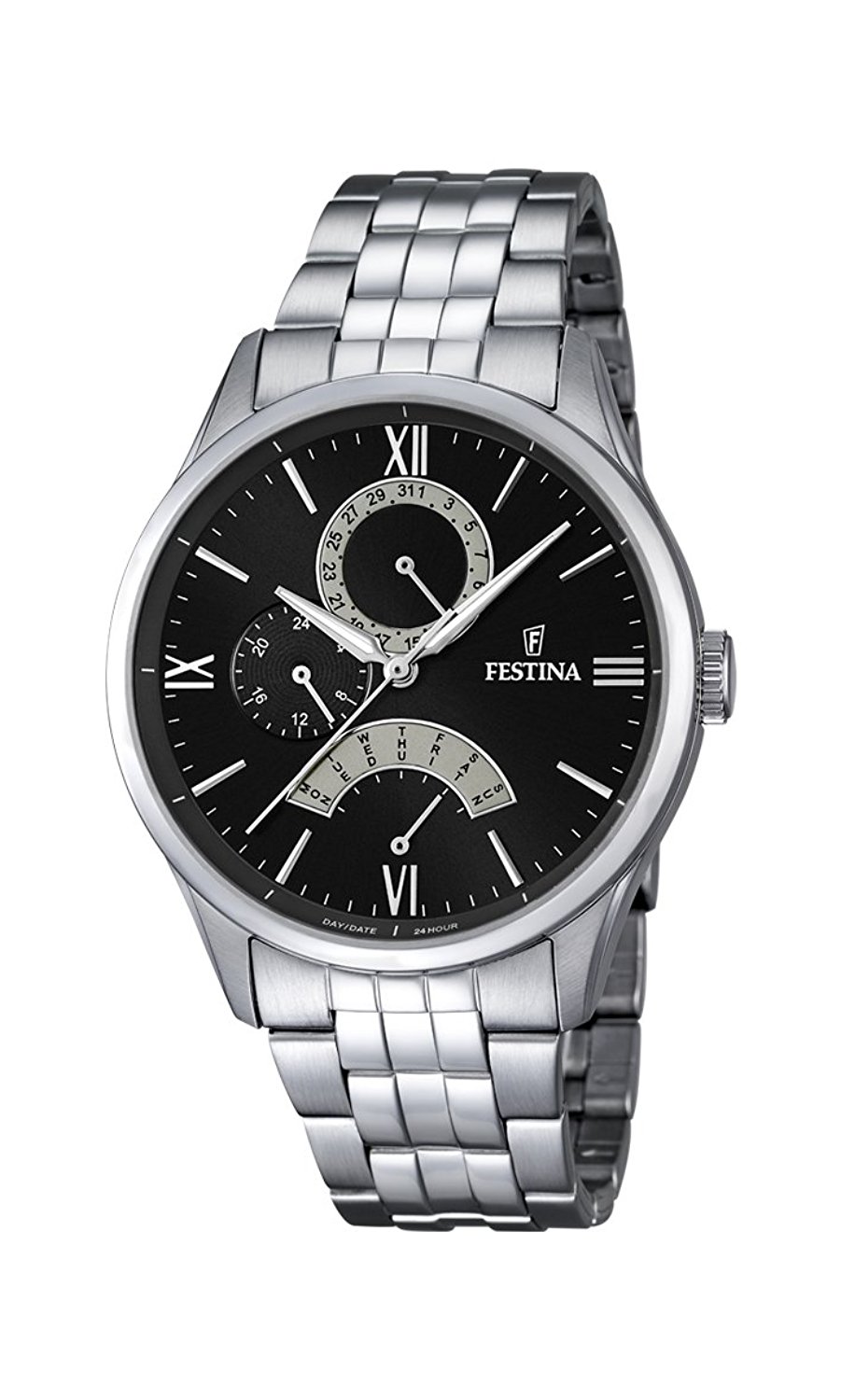Festina Watches : F16822/2 Black Dial Stainless Steel Band Men Watch