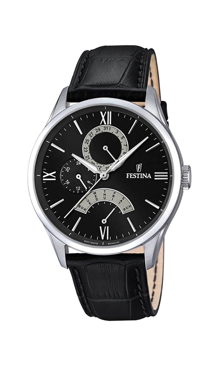 Festina Watches : F16823/2 Black Dial Calfskin Band Men Watch