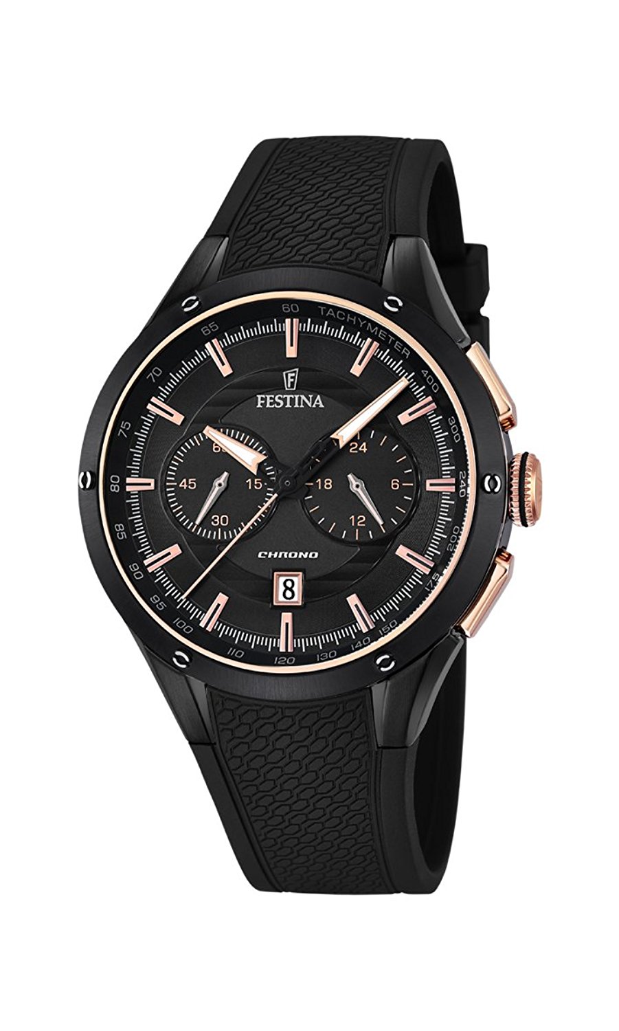 Festina Watches : F16833/2 Quartz Chronograph Date Black Rubber Men Watch