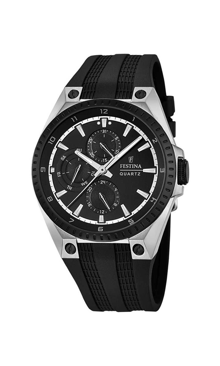 Festina Watches : F16834/1 Quartz Multifunction Dial Black Silicone Men Watch