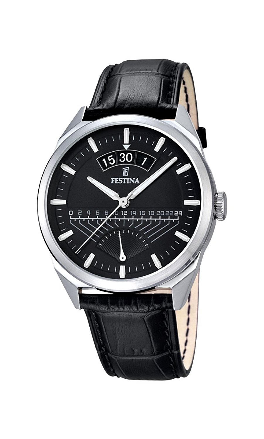 Festina Watches : F16873/4 Black Dial Calfskin Band Men Watch