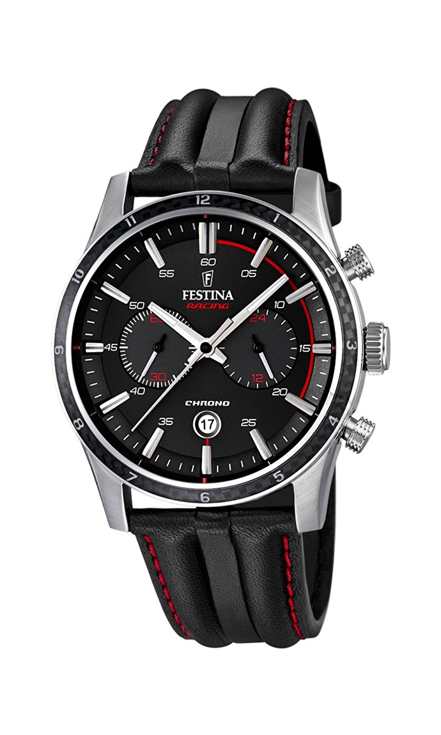 Festina Watches : F16874/4 Quartz Chronograph Date Black Leather Men Watch