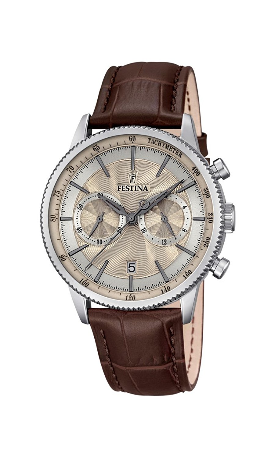 Festina Watches : F16893/7 Beige Dial Stopwatch 24 Hour Display Men Watch