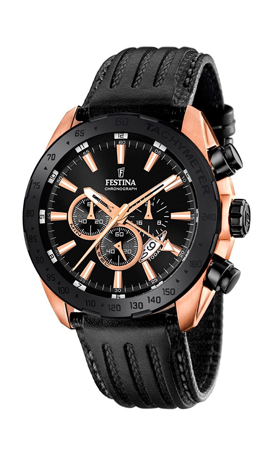 Festina Watches : F16900/1 Black Dial Stopwatch Dual Time Luminescent Hands Men Watch