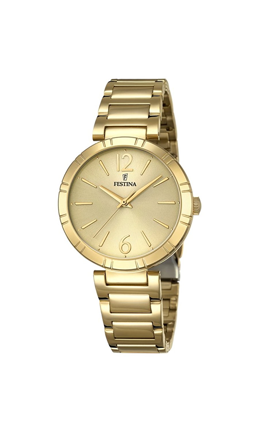 Festina Watches : F16938/1 Gold Dial Stainless Steel Plated Women Watch