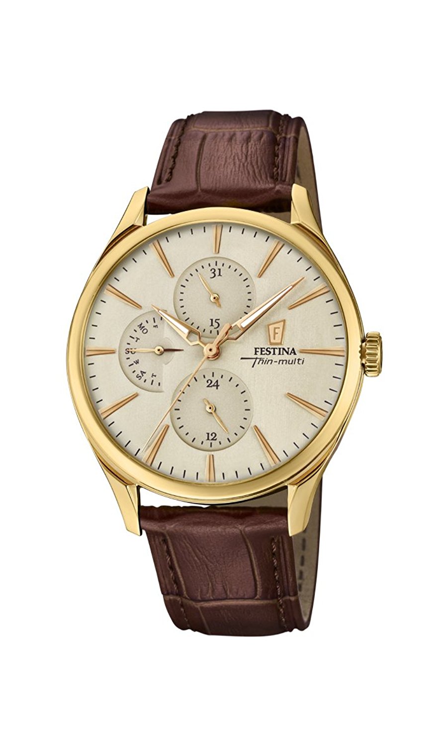 Festina Watches : F16993/1 Gold Dial Stainless Steel Plated Men Watch