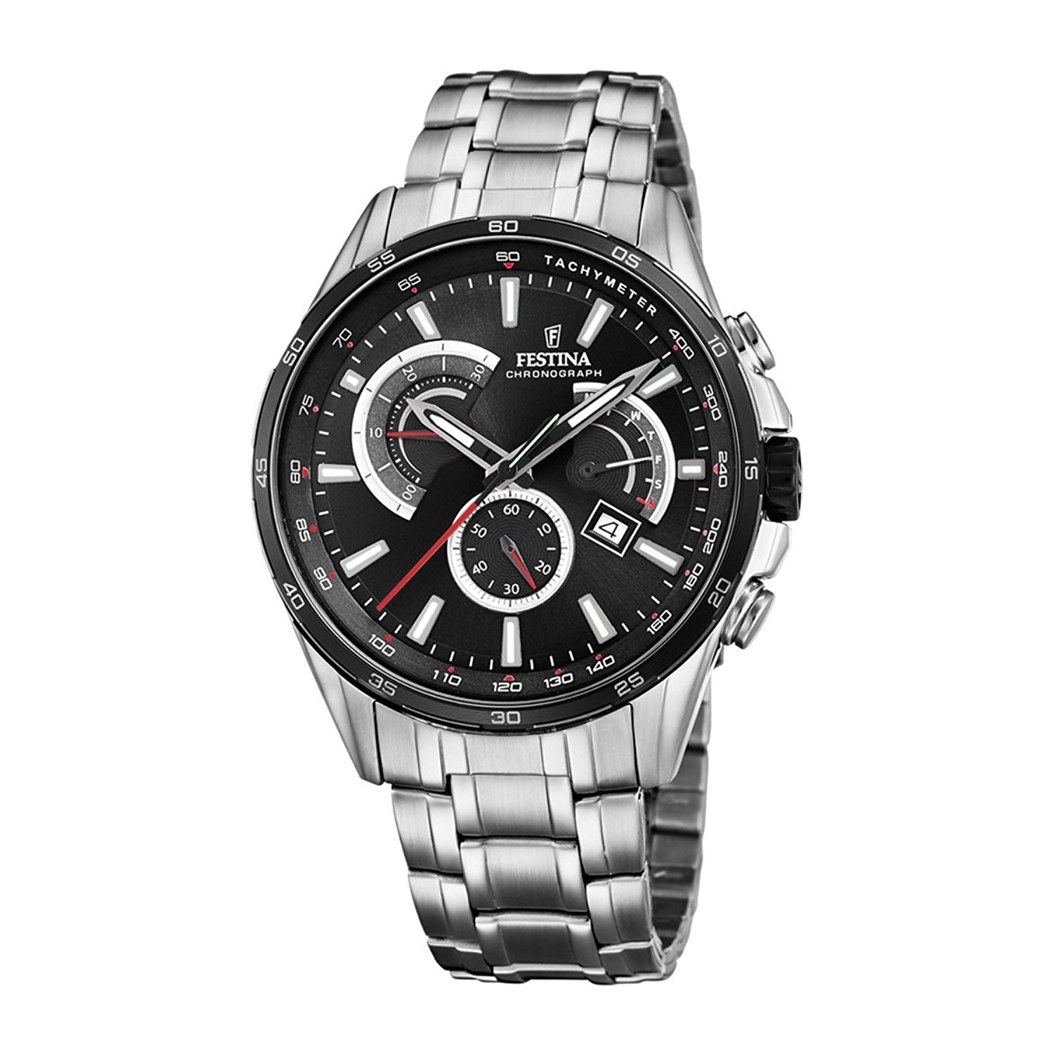 Festina Watches : F20200/4 Black Dial Stainless Steel Men Watch