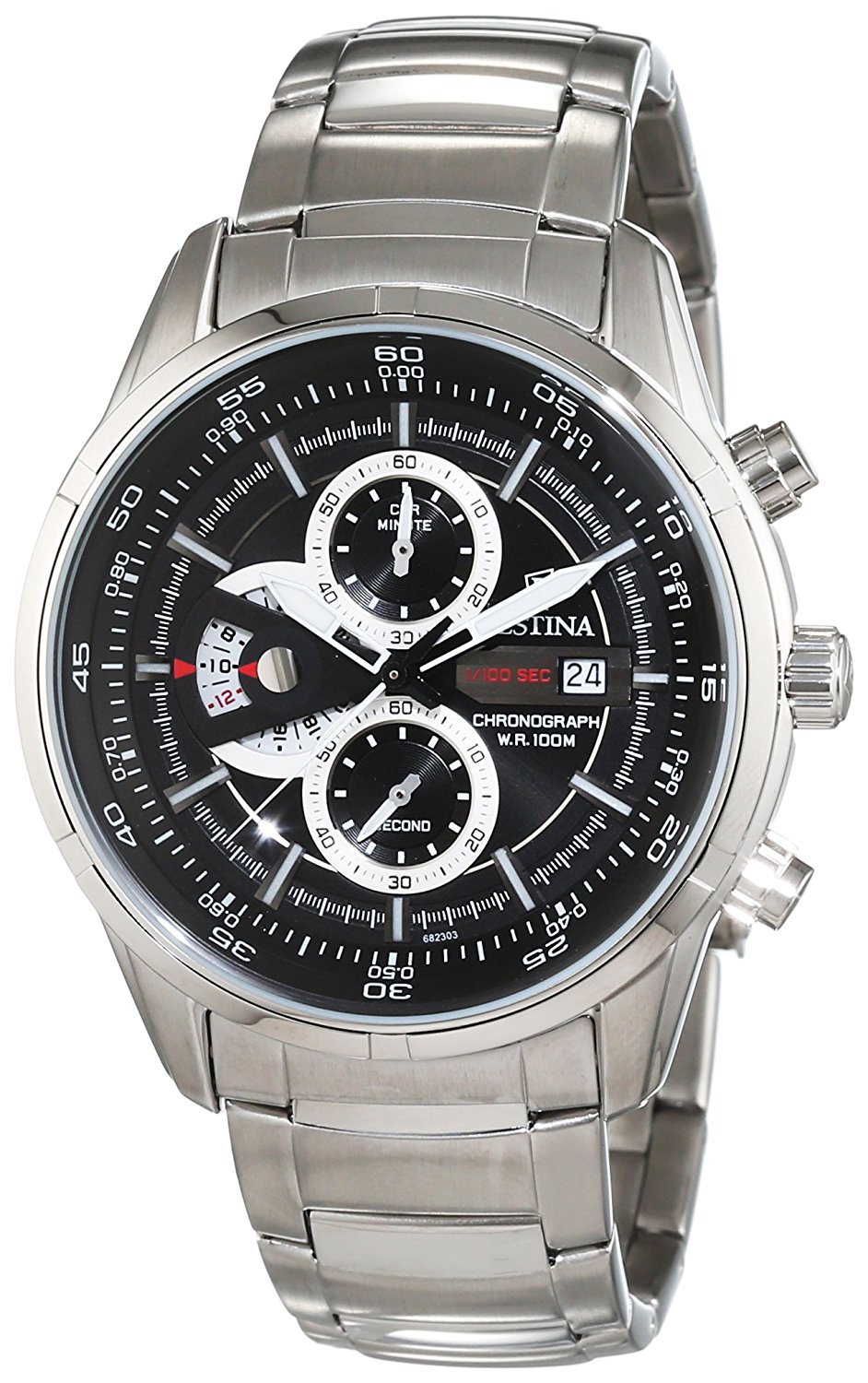 Festina Watches : F6823/3 Black Dial Stopwatch Luminescent Hands Men Watch