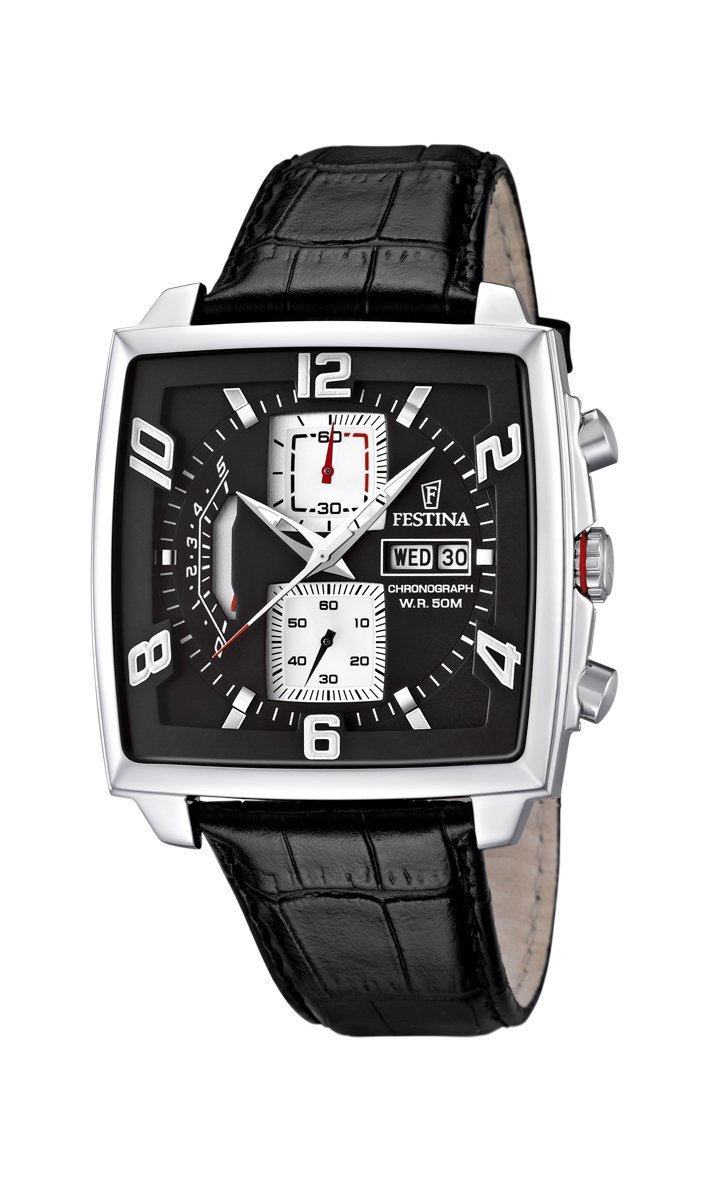 Festina Watches : F6826/1 Quartz Chronograph Day Date Leather Men Watch