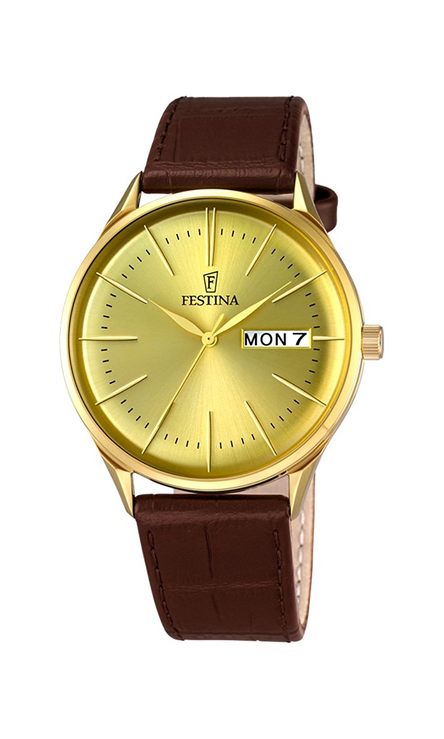 Festina Watches : F6838/2 Gold Dial Stainless Steel Plated Men Watch
