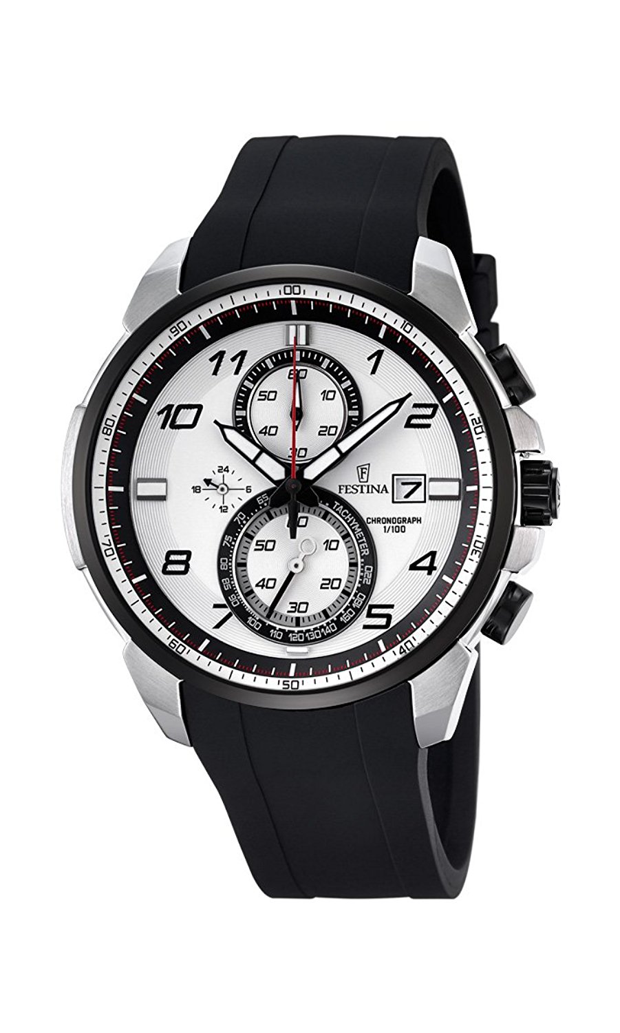 Festina Watches : F6841/1 White Dial Stopwatch Luminous Hand 24 Hour Display Men Watch
