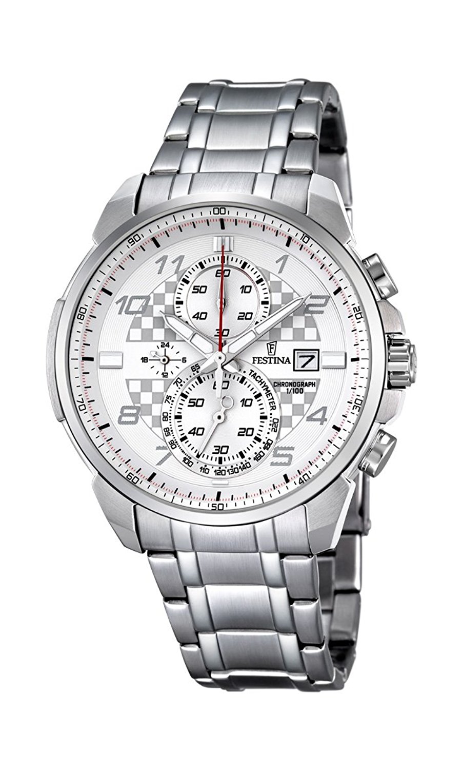 Festina Watches : F6842/1 White Dial Stopwatch Luminous Hand 24 Hour Display Men Watch