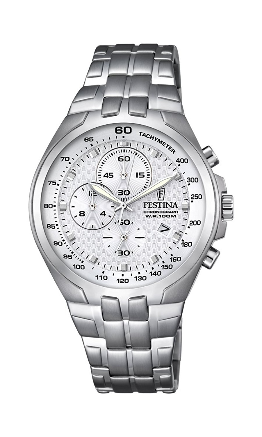 Festina Watches : F6843/1 Silver Dial Stopwatch Luminous Hand Men Watch