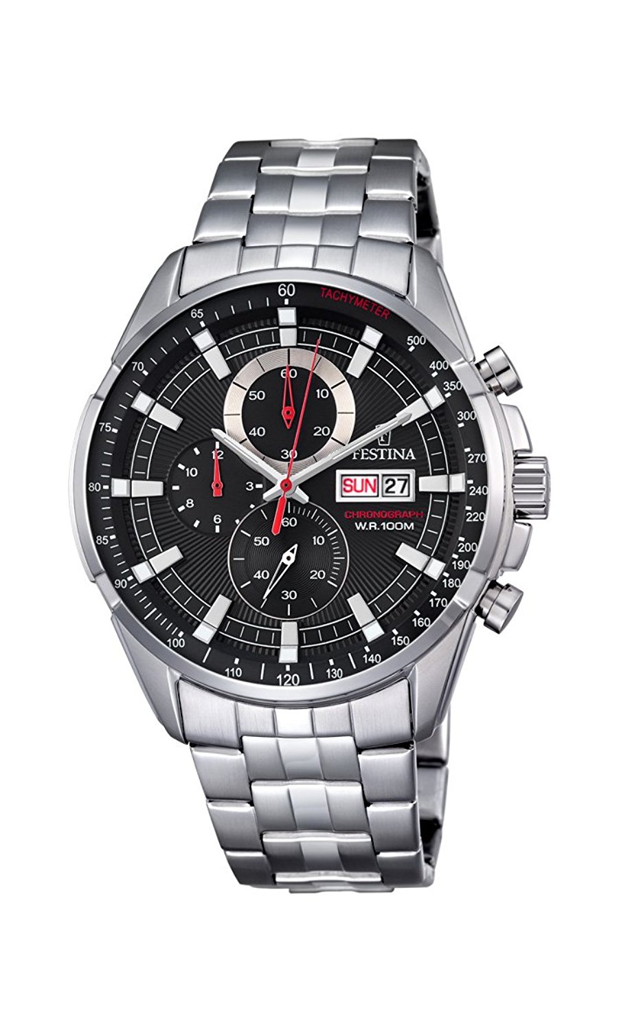 Festina Watches : F6844/4 Black Dial Stainless Steel Band Men Watch