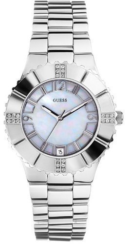 Guess Watches : G95469L Quartz White Mother Of Pearl Dial Stainless Steel Case And Stainless Steel Bracelet Women Watch