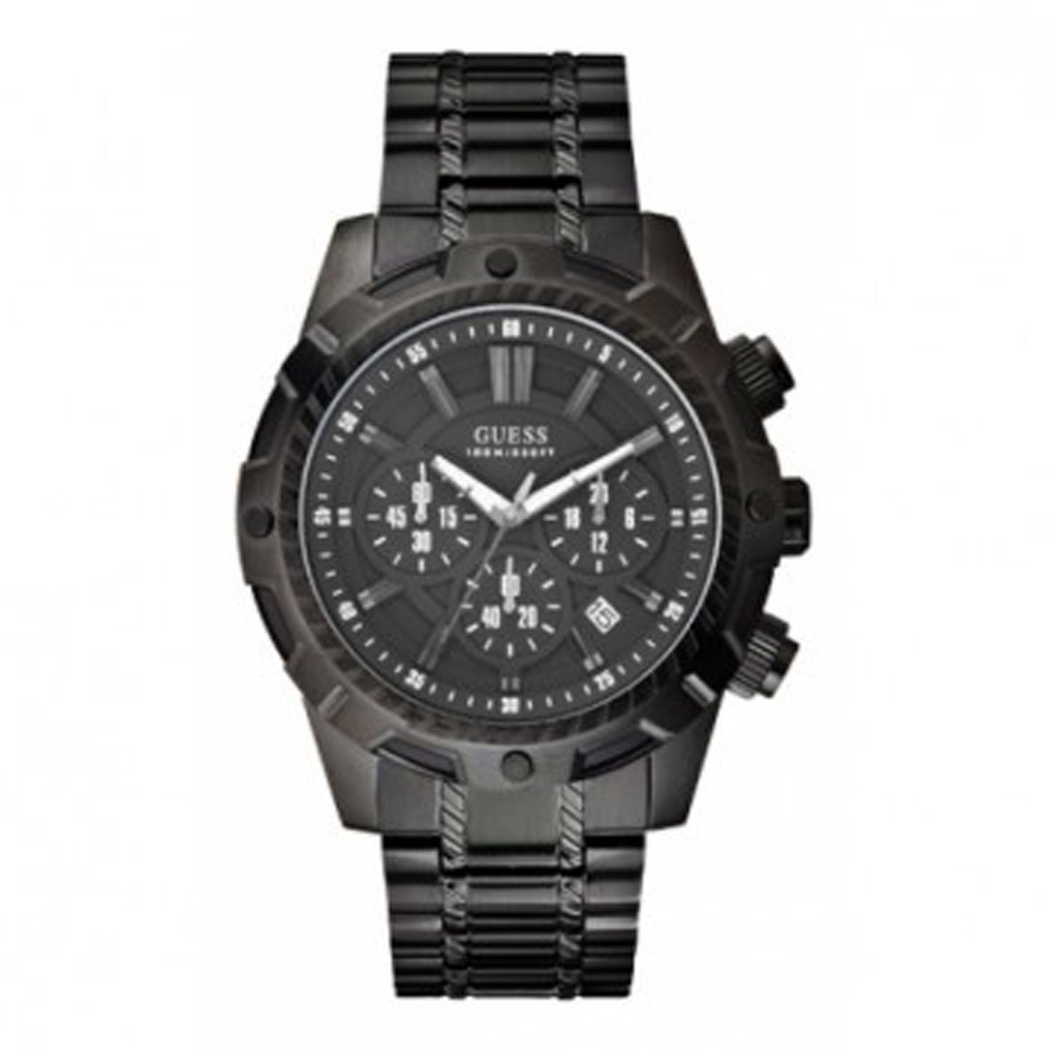 Guess Watches : GUESS-W0037G2 Black Dial Stainless Steel Band Men Watch