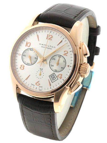 Hamilton Watches : H32646555 Automatic Chronograph Rose Gold Plated Case Brown Leather Men Watch