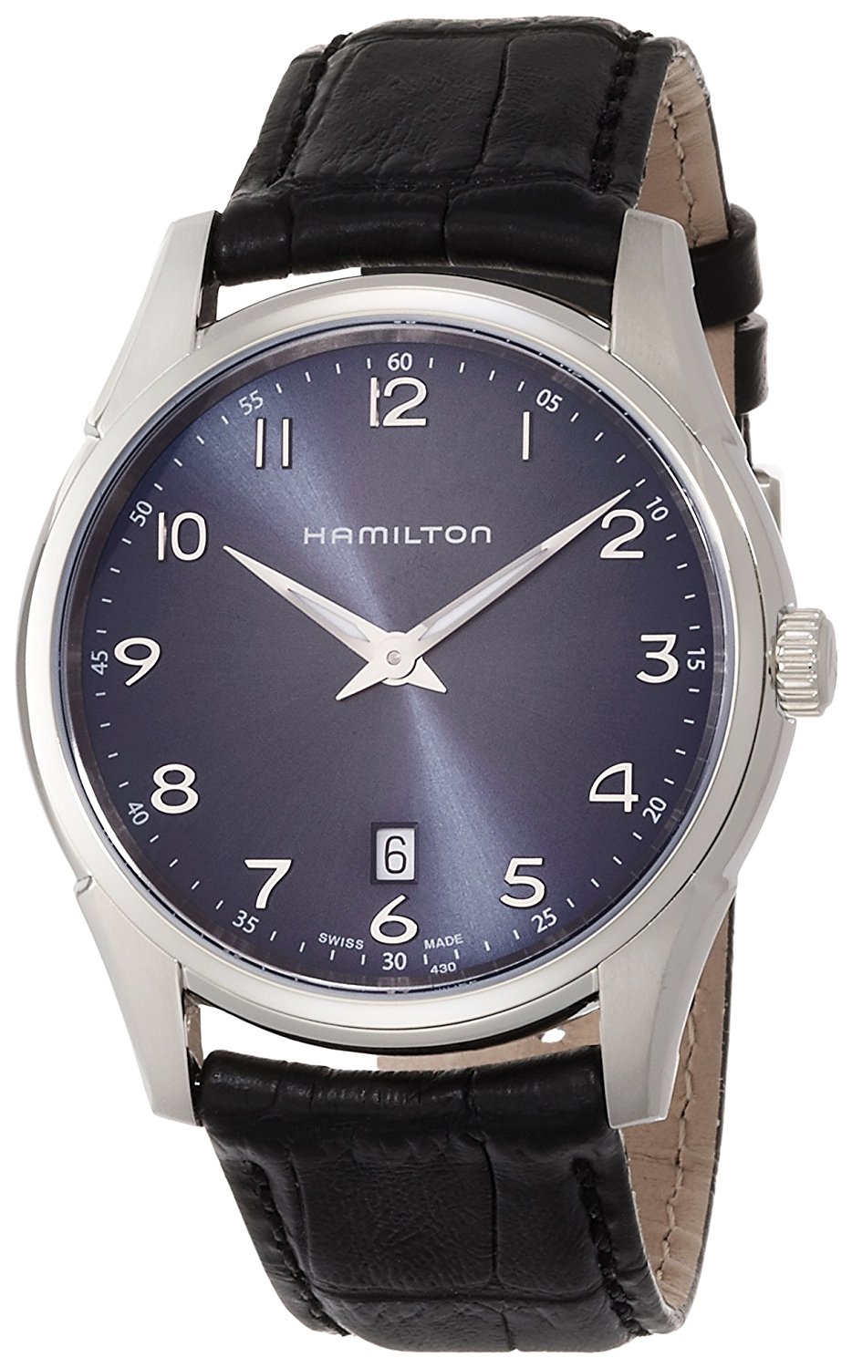 Hamilton Watches : H38511743 Quartz Blue Dial Date Black Leather Men Watch