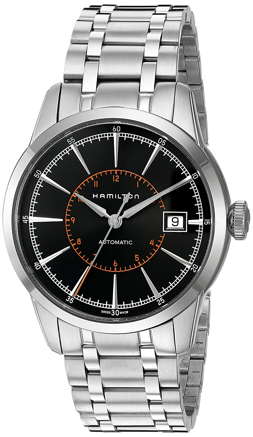 Hamilton Watches : H40555131 Black Dial Stainless Steel Band Men Watch