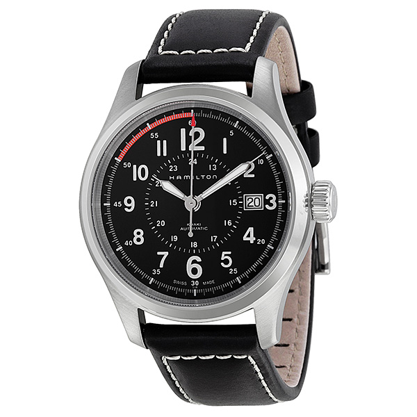 Hamilton Watches : H70595733 Automatic Black Dial Date Black Leather Men Watch