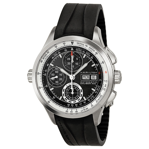 Hamilton Watches : H76556331 Automatic Chronograph Day Date Black Rubber Men Watch