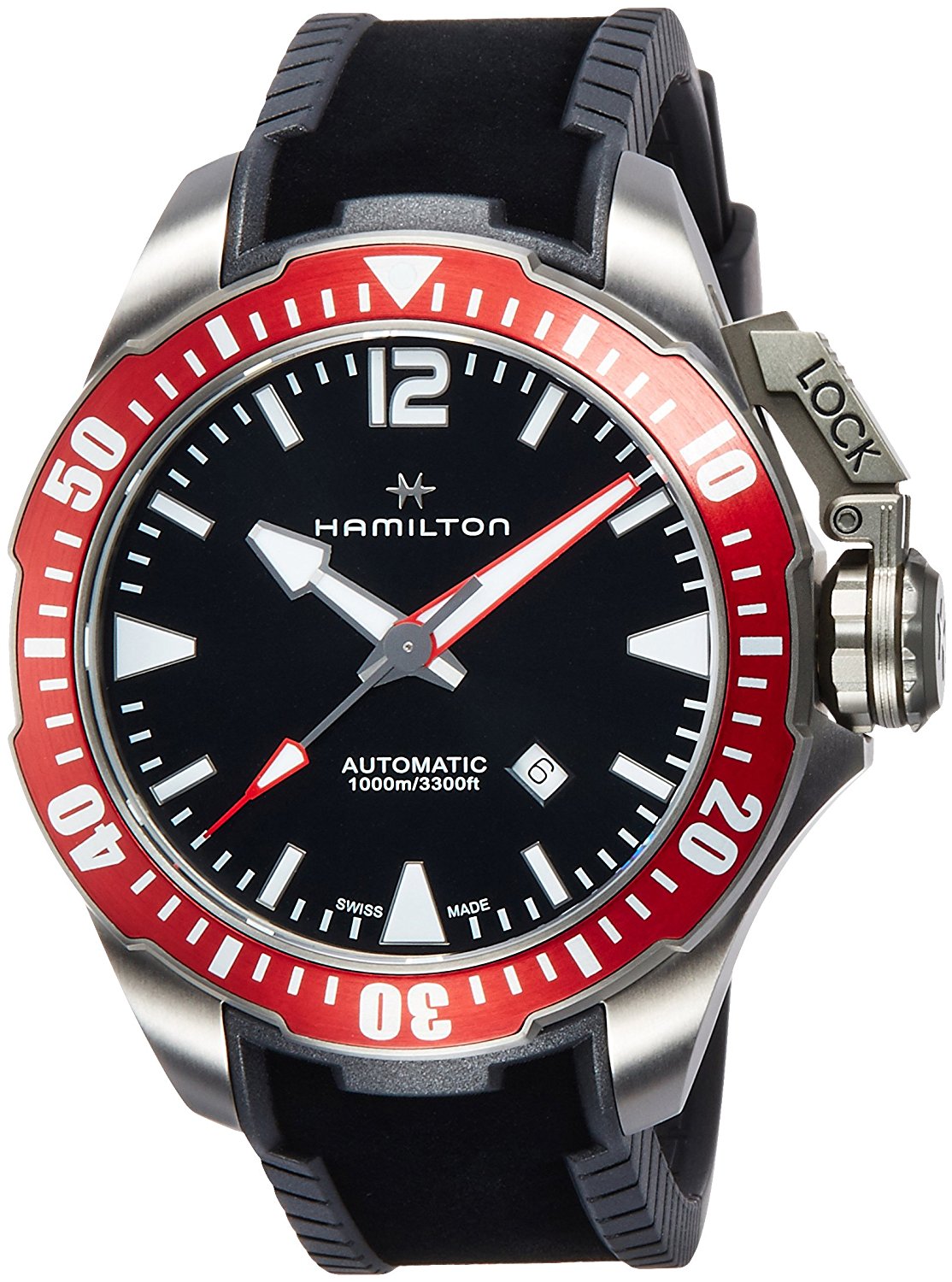 Hamilton Watches : H77805335 Automatic Date Titanium Case Black Rubber Men Watch
