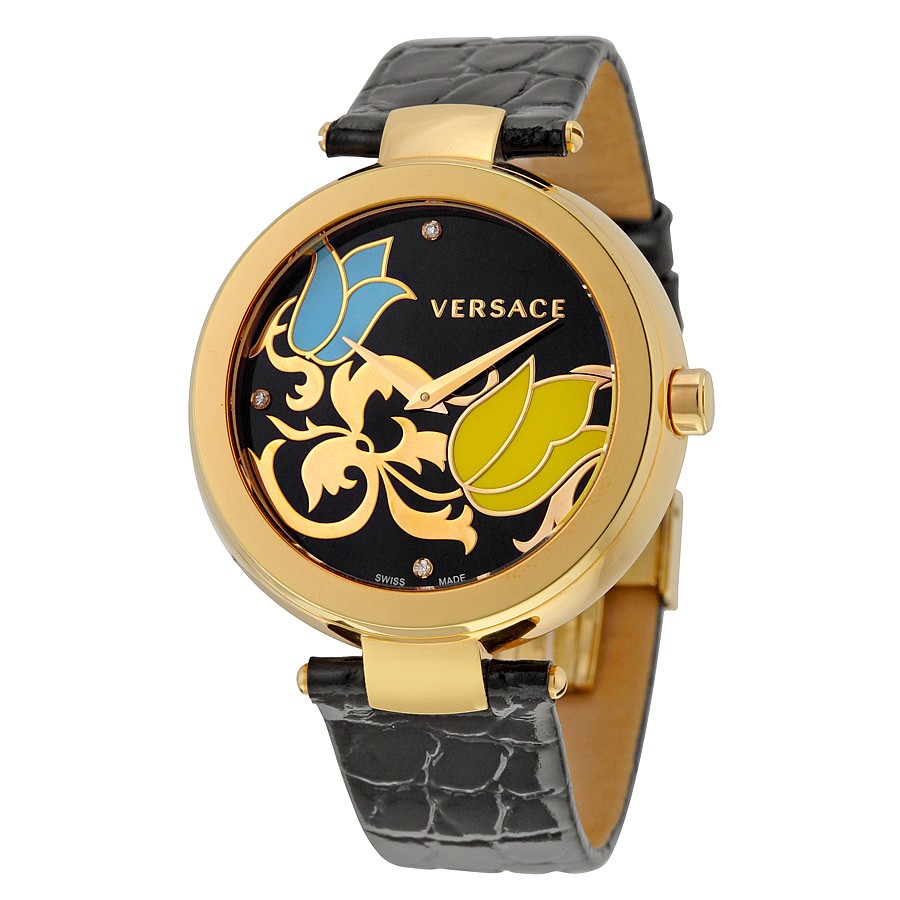 Versace Watches : I9Q80SD9TU-S009 Black With Floral Enamel Quartz Women Watch