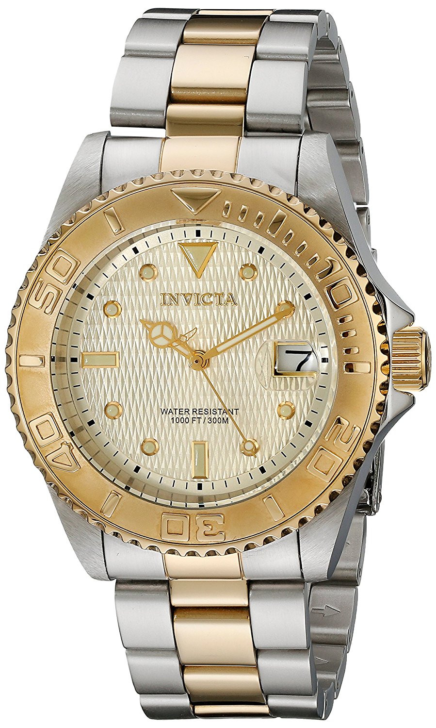 Invicta Watches : INVICTA-14343 Gold Dial Stainless Steel Band Men Watch