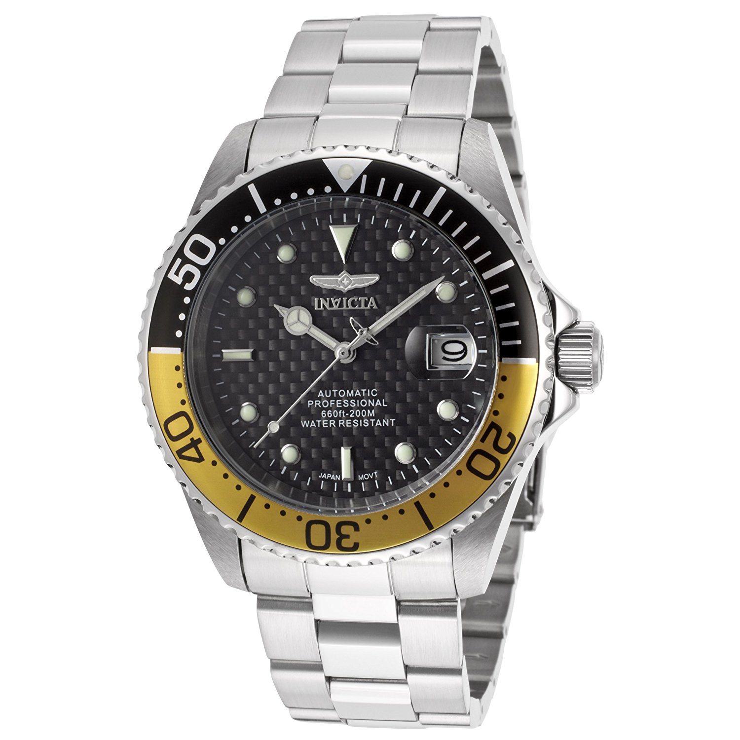 Invicta Watches : Invicta-15587SYB Black Carbon Fiber Dial Brushed And Polished Stainless Steel Men Watch