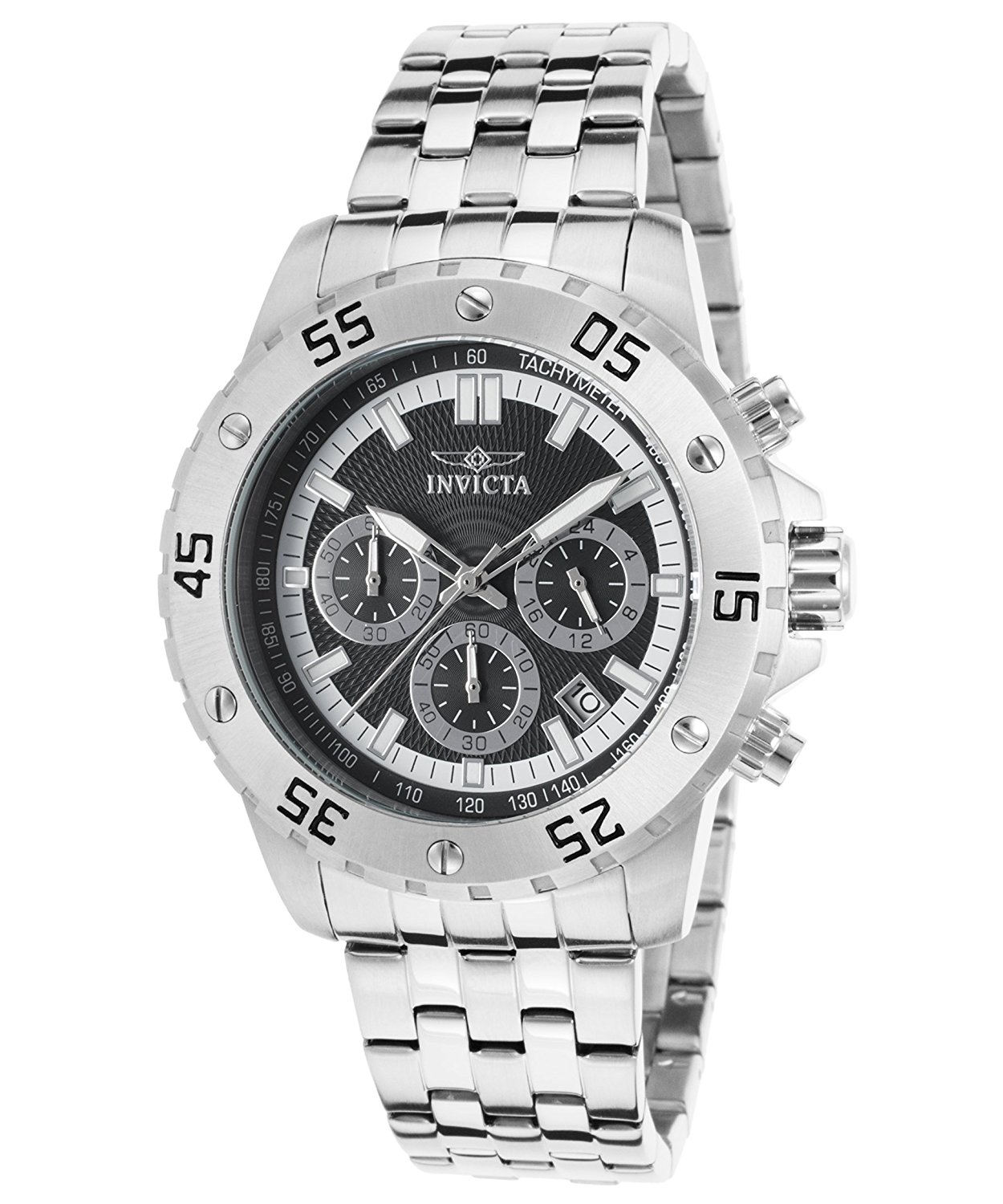 Invicta Watches : INVICTA-17451 Black Dial Stainless Steel Band Men Watch