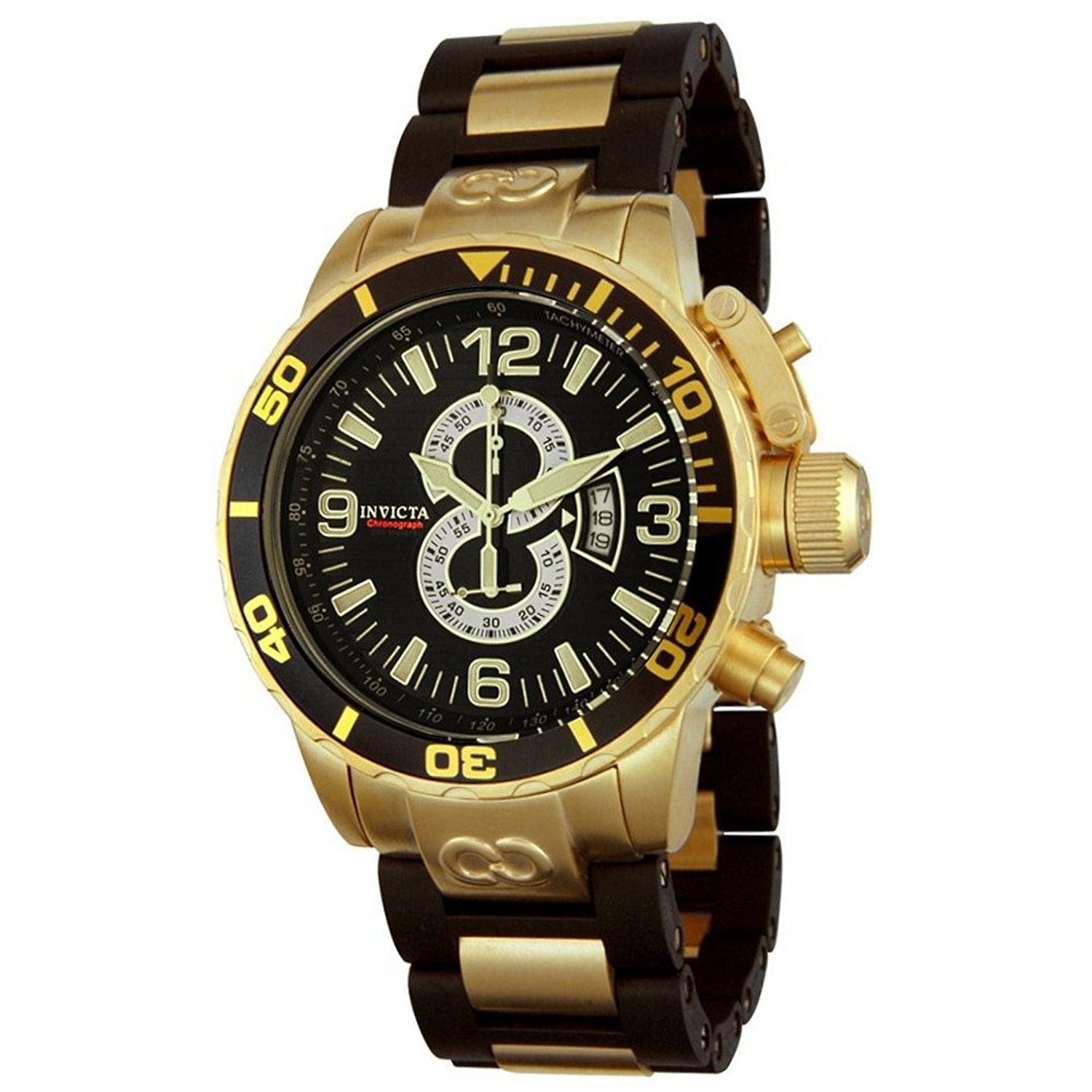 Invicta Watches : INVICTA-4900 Black Dial Chronograph Luminous Stop-watch Men Watch