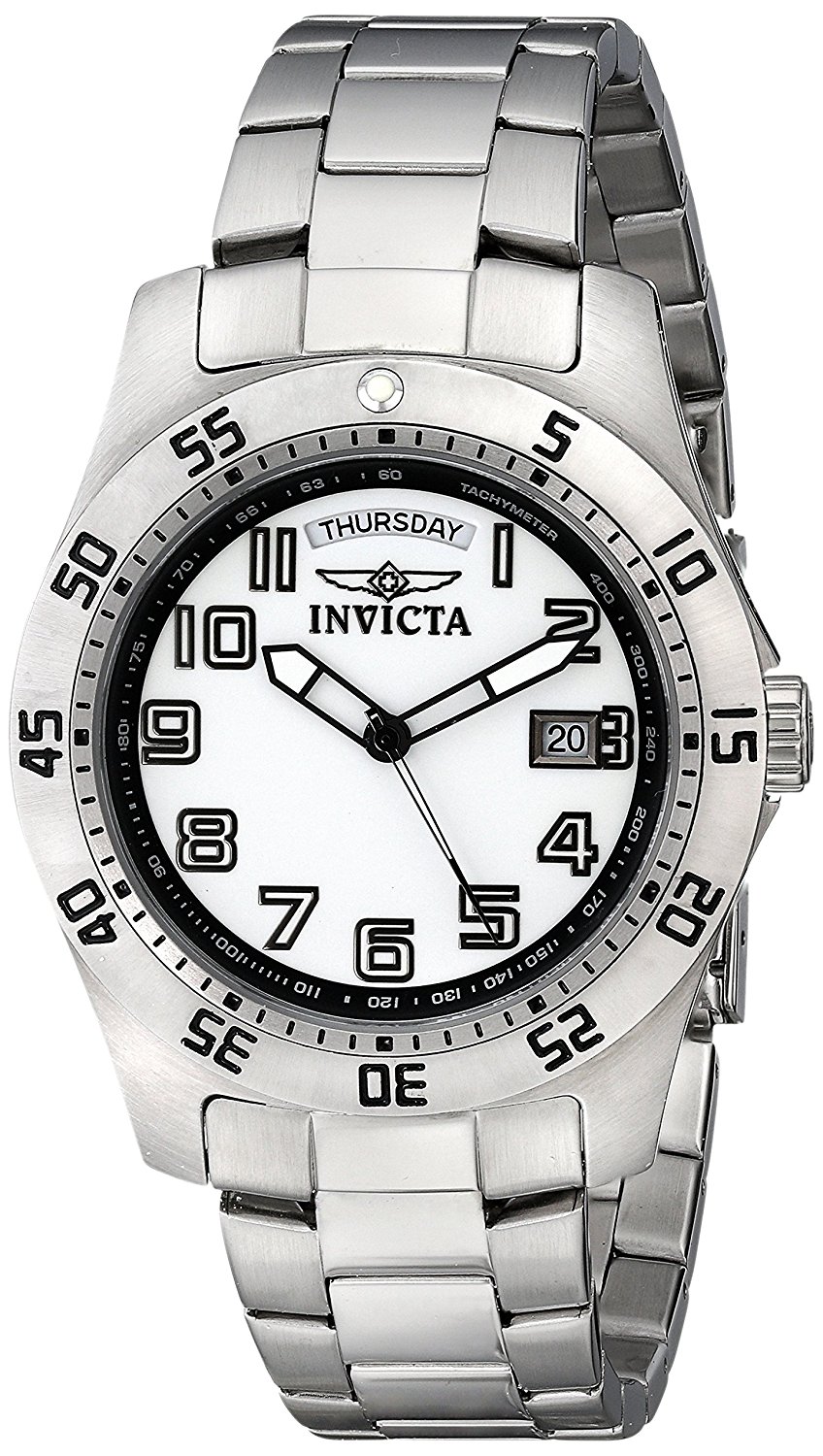 Invicta Watches : INVICTA-5249W White Dial Stainless Steel Band Men Watch